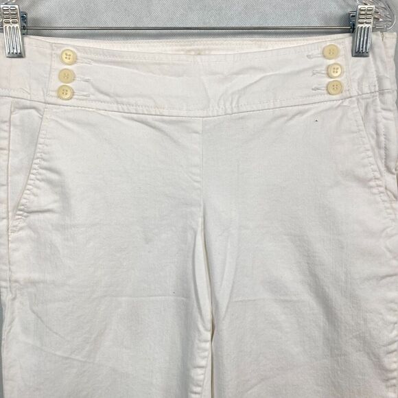 Talbots Jeans Womens Sz 8 White Side Zip Wide Leg Sailor Signature Pockets - Picture 2 of 12